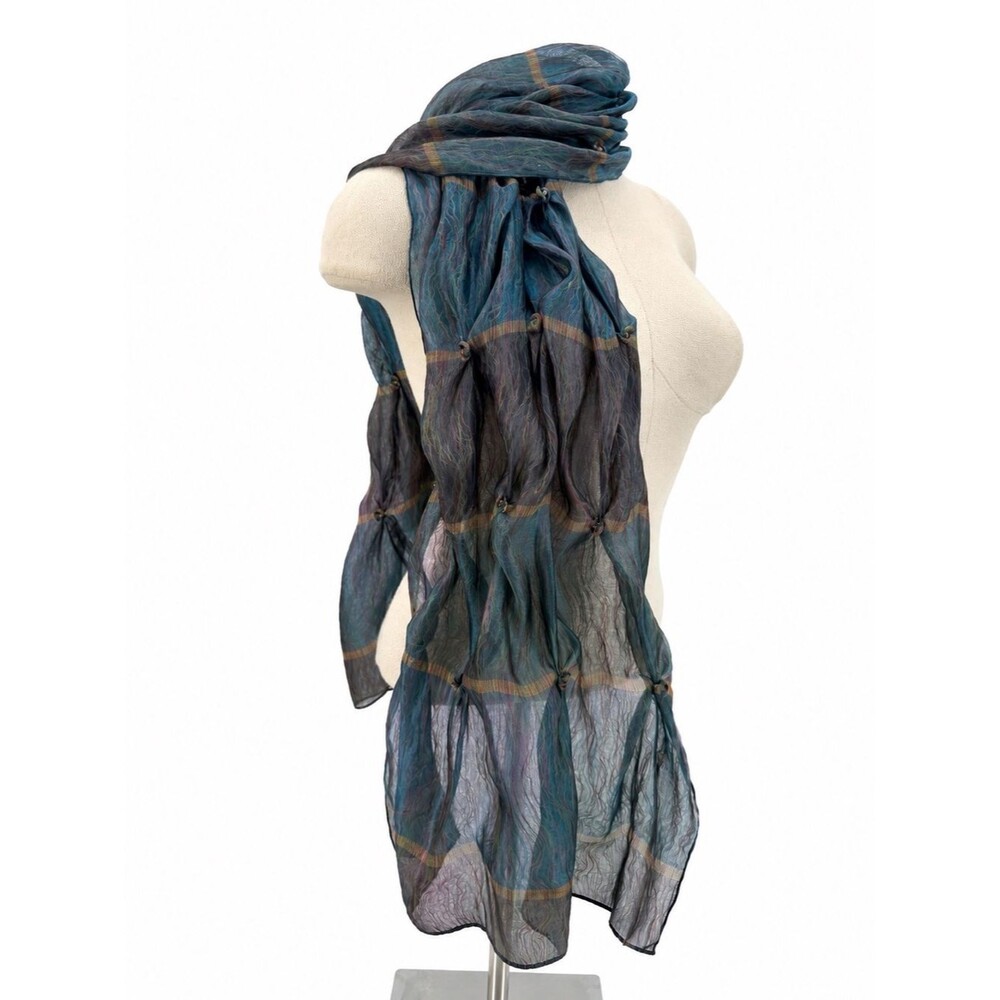 Unbranded Colorful Scarf Accessory Shawl Overlay Gathered Pearl Embellished